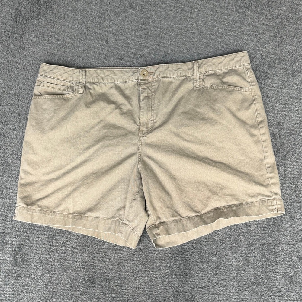 Faded Glory Womens 20W Chino Shorts Brown Birch Khaki Cotton Twill FGW38410D